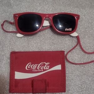 Vintage Coca-Cola Red Sunglasses with Logo And Wallet
